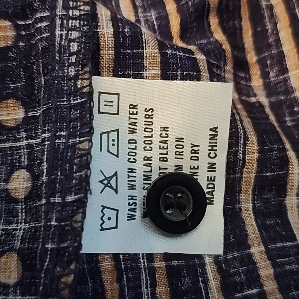 Vatpave Shirt Button Down Short Sleeve  Mens Polka dot and Stripe Navy Size M - Picture 11 of 11